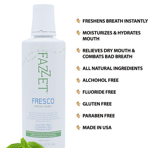 Dry Mouth and Halitosis All Natural Mouthwash - 17 oz Fresco Mint Alcohol Free