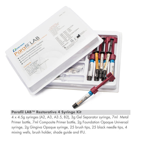 Parafil Lab 4 Syringe Kit 4 x 4.5 gr syringe (A2,A3,A3.5,B2) ZIRCONIUM COMPOSITE