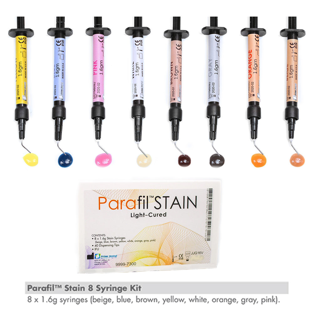 Parafil Stain 8 Syringe Kit - 8 x 1.6 gram syringes for Masking Discoloration