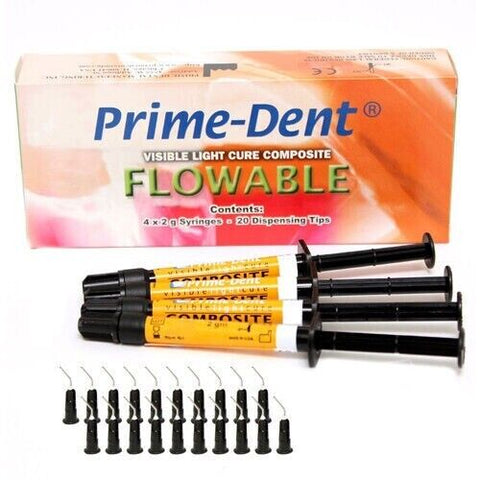 Prime Dent VLC Light Cure Flowable Composite - 4 x 2 gram syringe Multiple Shades