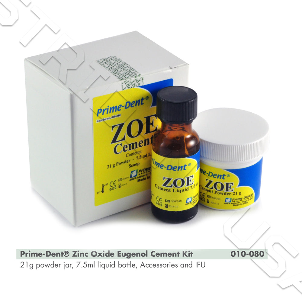 Prime Dent ZOE Zinc Oxide Eugenol Cement Kit 21g powder / 7.5g liquid 010-080